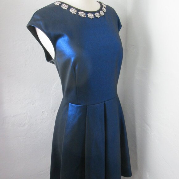 Ted Baker London 5 Jewel Neck Cocktail Dress Sapphire Blue A-Line Size 12 - Picture 7 of 7